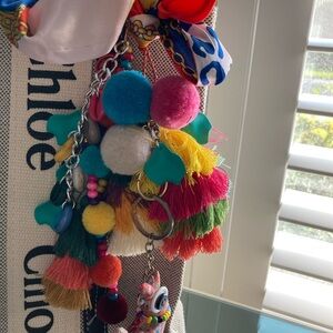 Carribean pompoms Multi Color key Chain Purse Decor